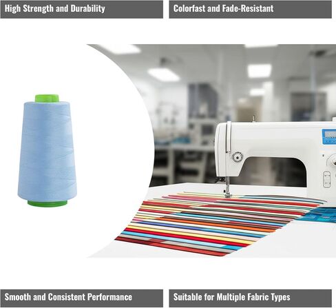 خيط Serger الصناعي للبوليستر للملابس والخياطة الزائدة - التخزين المؤقت 95G ، 8 ألوان نابضة بالحياة in Saudi Arabia