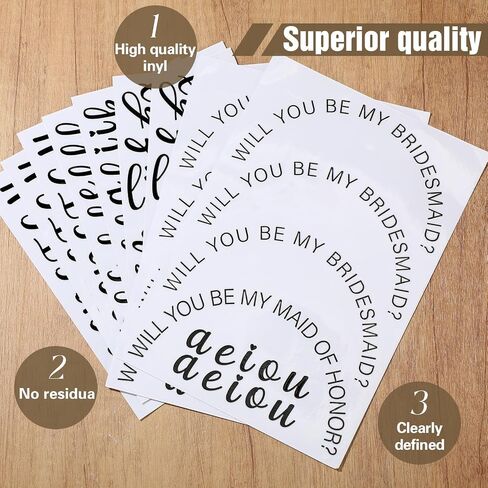 MotiMind 8 Pcs Will You Be My Bridesmaid Groomsman Sticker,Bridesmaid,Black | Personalized Name Decals For Proposal Box, Bridesmaid Groomsman , Waterproof Vinyl For Wedding Bachelorette Party in Saudi Arabia