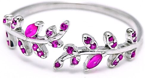 HNMZZPL Adjustable S925 Sterling Silver Ring for Women,Branch Leaves Band Stacking Finger Ring,Paved Cubic Zirconia Stone Stackable Open Ring in Kuwait
