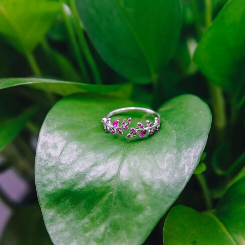 HNMZZPL Adjustable S925 Sterling Silver Ring for Women,Branch Leaves Band Stacking Finger Ring,Paved Cubic Zirconia Stone Stackable Open Ring in Kuwait