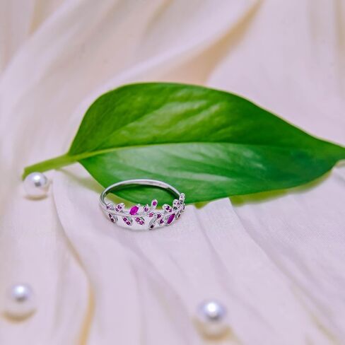 HNMZZPL Adjustable S925 Sterling Silver Ring for Women,Branch Leaves Band Stacking Finger Ring,Paved Cubic Zirconia Stone Stackable Open Ring in Kuwait