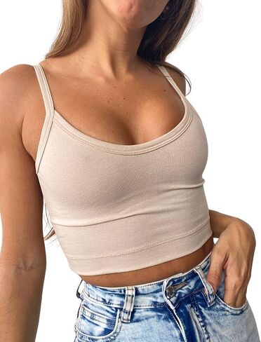 Sexy Strappy Backless Halter Crop Tank Top for Women: Basic, Sleeveless, Deep V, Going Out Crop Tops in Black, Grey, White in Saudi Arabia