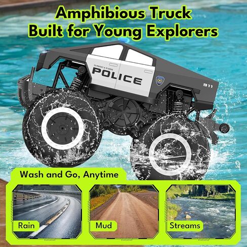 Gobang 1:16 برمائيات شرطة الإنترنت للسيارة وحش الشاحنة ألعاب الشاحنة عن بعد سيارة RC Cars 4WD جميع الشاحنات على الطرق الوعرة لمدة 6 7 8 9 10 11 in Saudi Arabia