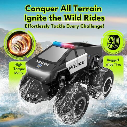 Gobang 1:16 برمائيات شرطة الإنترنت للسيارة وحش الشاحنة ألعاب الشاحنة عن بعد سيارة RC Cars 4WD جميع الشاحنات على الطرق الوعرة لمدة 6 7 8 9 10 11 in Saudi Arabia