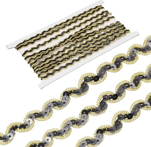 MECCANIXITY 15 Yards Sewing Sequin Trim 0.4 Inch Sequin Braid Beaded Lace Trim Strip Paillette Ribbon for Crafts, Embellishments, DIY Sewing Costume Gold Lake Blue in Saudi Arabia
