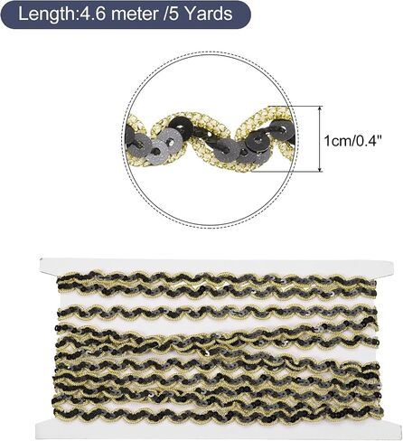 MECCANIXITY 15 Yards Sewing Sequin Trim 0.4 Inch Sequin Braid Beaded Lace Trim Strip Paillette Ribbon for Crafts, Embellishments, DIY Sewing Costume Gold Lake Blue in Saudi Arabia