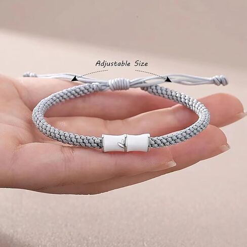 Lucky Bamboo Bracelet: Adjustable String Rope Braided Bracelet for Protection, Friendship, Men's Bracelet, Perfect Matching Couples, Best Friend Bracelet for Men Womens Brother sister (Black) in Saudi Arabia