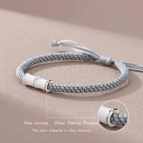 Lucky Bamboo Bracelet: Adjustable String Rope Braided Bracelet for Protection, Friendship, Men's Bracelet, Perfect Matching Couples, Best Friend Bracelet for Men Womens Brother sister (Black) in Saudi Arabia