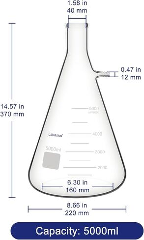 قارورة تصفية من زجاج البوروسيليكات ذات الجدار الثقيل من Labasics، برقبة مسمارية مع أنبوب (1000 مل) in Kuwait