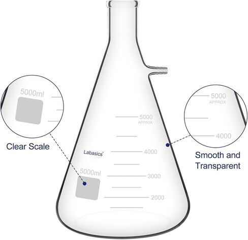 قارورة تصفية من زجاج البوروسيليكات ذات الجدار الثقيل من Labasics، برقبة مسمارية مع أنبوب (1000 مل) in Kuwait