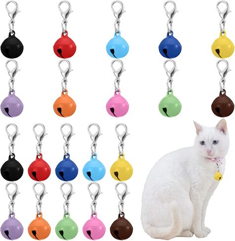 20PCS Pet Bells for Dog Cat Collar, Metal Round Cat Bell Collar with Clasps, Charm Pet Pendant Accessories Christmas Decoration Jingle Bell(Colourful) in Kuwait