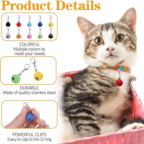 20PCS Pet Bells for Dog Cat Collar, Metal Round Cat Bell Collar with Clasps, Charm Pet Pendant Accessories Christmas Decoration Jingle Bell(Colourful) in Kuwait