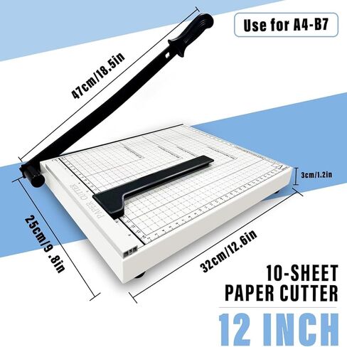12 "قطع ورق المقصلة ، قاطع الورق لـ Cardstock الثقيلة 12 بوصة ، مقطعة بشكل نظيف وبسرعة ، طول 12 بوصة ، 10 ورقة. A4 in Kuwait