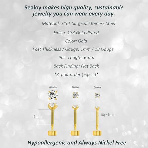 أقراط مسطحة الذهب ذات الذهب الذهب المسطح للنساء - 3 أزواج تشيك توليفلي؟ in Kuwait