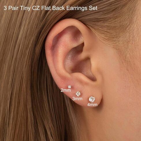 أقراط مسطحة الذهب ذات الذهب الذهب المسطح للنساء - 3 أزواج تشيك توليفلي؟ in Kuwait