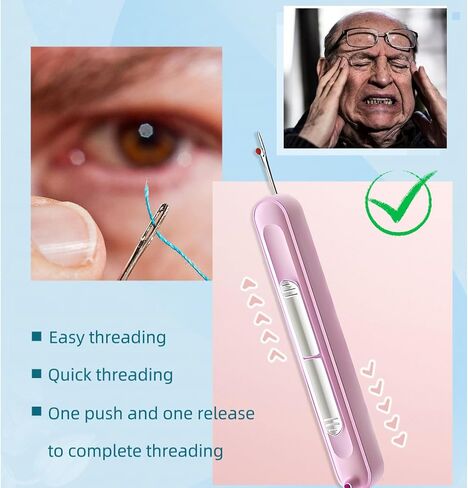 Upgraded 2 in 1 Automatic Needle Threader and Seam Ripper for Hand Sewing,Easy Threader and Seam Tool,Sewing Kit,Quilting Supplies (1Pcs-Purple) in Saudi Arabia