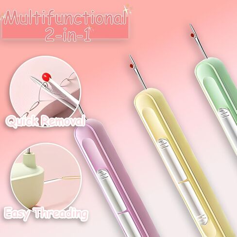 Upgraded 2 in 1 Automatic Needle Threader and Seam Ripper for Hand Sewing,Easy Threader and Seam Tool,Sewing Kit,Quilting Supplies (1Pcs-Purple) in Saudi Arabia