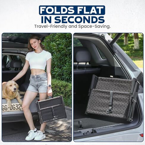 VERALUX Dog Stairs for Large Dogs to Get in Car – 5 Step Foldable Pet Ladder Holds 200lbs – Includes XL Lift Harness – Non-Slip, Joint-Friendly Steps for SUVs, Trucks, Vehicle Entry in Saudi Arabia
