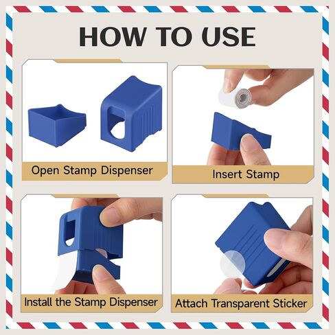 Maitys 6 PCS Postage Stamp Dispenser لفة من 100 طوابع خفيفة الوزن حامل طوابع بلاستيكية لفة 100 حامل منظم إلى الأبد الطوابع البريدية طاولة مكتب المنزل والمكتبي لوازم المكتبية (متعدد الألوان) in Kuwait