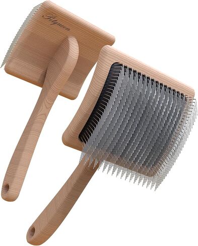 Dog Slicker Brush for Large Dogs, Professional Doodles Brush for Poodles, Goldendoodles and Labradoodles - Easy to Remove Tangles, Mats and Fluff - 3.8"x3.2" Head, 8" Wood Body in Saudi Arabia