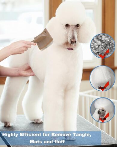 Dog Slicker Brush for Large Dogs, Professional Doodles Brush for Poodles, Goldendoodles and Labradoodles - Easy to Remove Tangles, Mats and Fluff - 3.8"x3.2" Head, 8" Wood Body in Saudi Arabia