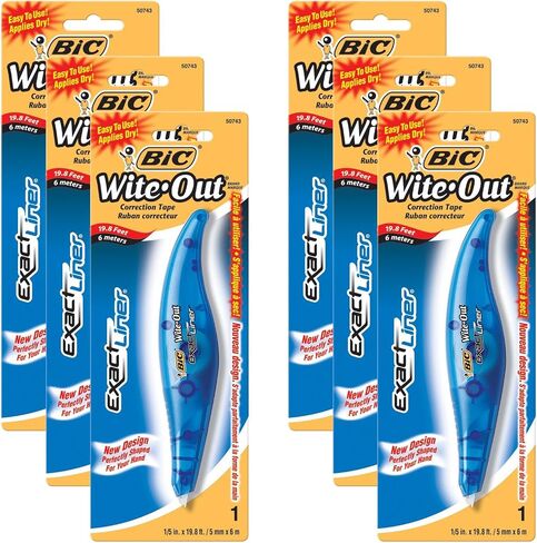 BIC White-Out Exact Liner Correction Tape Pen 1/5"x236" 6-PACKS Pens (WOELP11) in Saudi Arabia