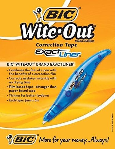 BIC White-Out Exact Liner Correction Tape Pen 1/5"x236" 6-PACKS Pens (WOELP11) in Saudi Arabia