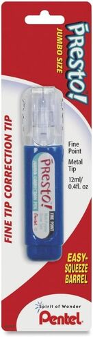 Pentel Presto Jumbo Correction Pen - 0.41 Fl Oz - White - Ozone -Safe ، تجفيف سريع - 1 / حزمة in Kuwait