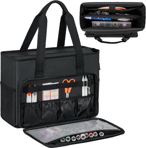 GMAK Embroidery Storage Bag, Embroidery Project Carrying Bags for Embroidery Kit/Cross Stitch Supplies/Stitch Tools Kit, Embroidery Supplies Storage Tote Case with Multiple Pockets, Bag Only, Grey in Kuwait