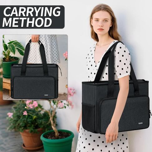 GMAK Embroidery Storage Bag, Embroidery Project Carrying Bags for Embroidery Kit/Cross Stitch Supplies/Stitch Tools Kit, Embroidery Supplies Storage Tote Case with Multiple Pockets, Bag Only, Grey in Kuwait