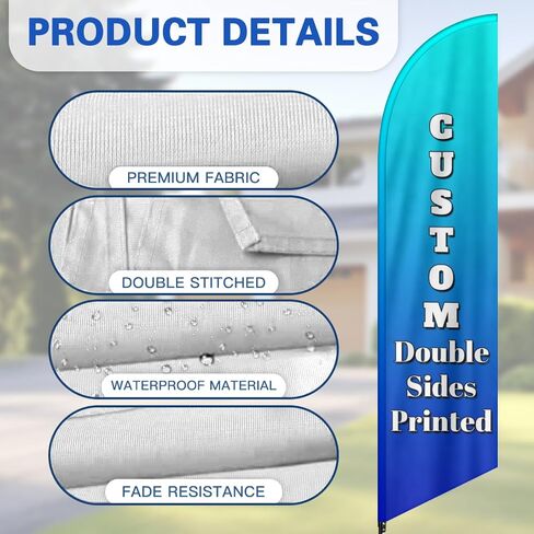 Custom Feather Flags for Business Personalized Advertising Feather Flags Custom Logo Flag Customized Image Business Flags for Outside Business in Saudi Arabia