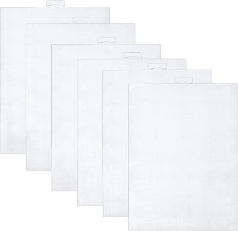 6 PCS 14 COUNT COUNT BLAST MESH CANVAS ، 11 × 8.2 بوصة قماشية متشابكة من البلاستيك لمشاريع الحرف اليدوية ، غرزة متقاطعة ، التطريز ، مشاريع Crochet DIY (أبيض) in Kuwait