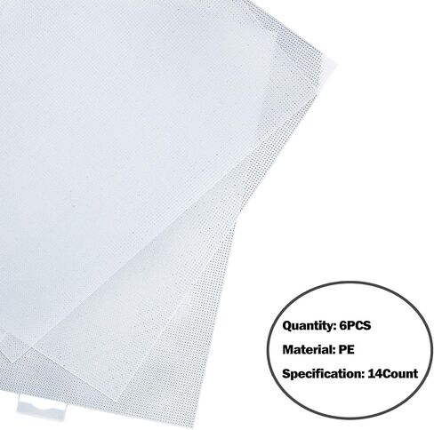 6 PCS 14 COUNT COUNT BLAST MESH CANVAS ، 11 × 8.2 بوصة قماشية متشابكة من البلاستيك لمشاريع الحرف اليدوية ، غرزة متقاطعة ، التطريز ، مشاريع Crochet DIY (أبيض) in Kuwait