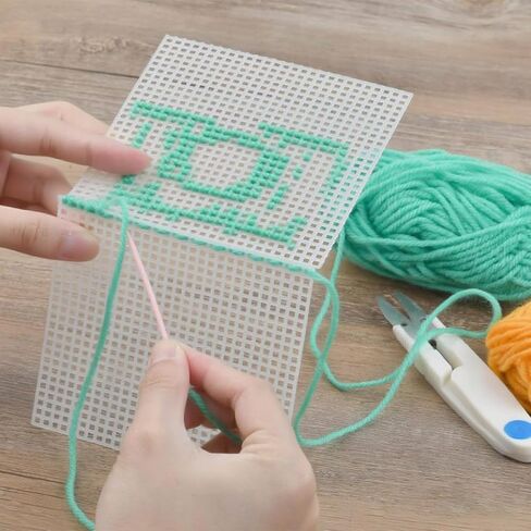 6 PCS 14 COUNT COUNT BLAST MESH CANVAS ، 11 × 8.2 بوصة قماشية متشابكة من البلاستيك لمشاريع الحرف اليدوية ، غرزة متقاطعة ، التطريز ، مشاريع Crochet DIY (أبيض) in Kuwait