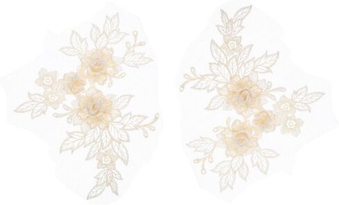 uxcell 2 Pcs Flower Lace Appliques 3D Embroidery Lace Patch Sewing Addition Embellishments for Wedding Bridal Dress Clothes DIY Crafts Accessories Decoration, Red (20cm) in Saudi Arabia