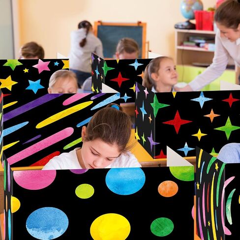 24 PCS مجلدات خصوصية ملهمة للطلاب للطلاب من لوحات الخصوصية من الورق المقوى المقسم لوحة اختبار مقسم للماء لمدرس الفصول الدراسية العودة إلى لوازم الدراسة المدرسية (الفضاء) in Saudi Arabia