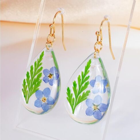Pressed Flower Earrings | Handmade Pressed Wildflower Earrings | Drop and Dangle Earrings | Gift for Woman | Christmas Gift | Valentine's Day Gift in Saudi Arabia