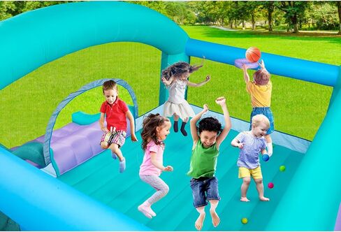 Large Bounce House for Big Kids, 14.8 x 14.5 FT Inflatable Bouncer Jumper Slide with 650W Blower, Basketball Hoop, Throw Ball Game, Ball Pits in Kuwait