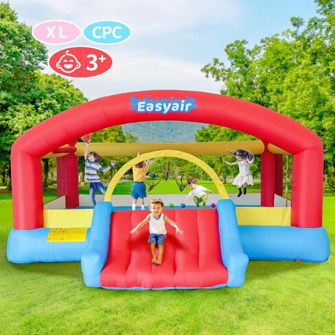 Large Bounce House for Big Kids, 14.8 x 14.5 FT Inflatable Bouncer Jumper Slide with 650W Blower, Basketball Hoop, Throw Ball Game, Ball Pits in Kuwait