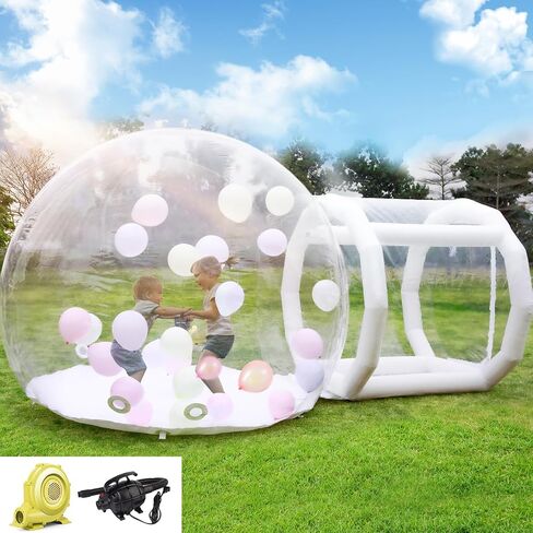 10FT Inflatable Bubble House Dome for Kids, Clear PVC Inflatable Bubble House Tent with Tunnel, Bubble Balloon House with 750W Air Blower, 600W Air Pump Inflatable Dome for Party (Clear, 10FT) in Saudi Arabia