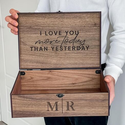 Personalized Memory Keepsake Wooden Box - Gift for Him, Her, Boyfriend, Girlfriend, Couple, Anniversary, Engagement, Wedding gift, Gift box (Walnut, Extra Small) in Saudi Arabia