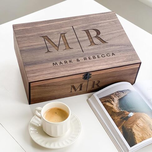 Personalized Memory Keepsake Wooden Box - Gift for Him, Her, Boyfriend, Girlfriend, Couple, Anniversary, Engagement, Wedding gift, Gift box (Walnut, Extra Small) in Saudi Arabia