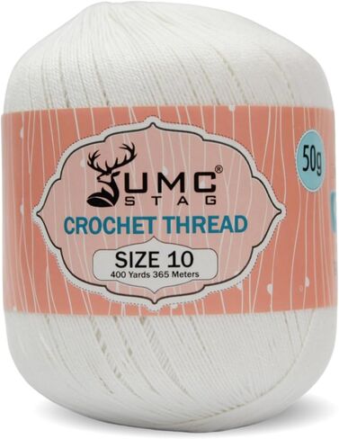 حجم 10 كروشيه موضوع | 100 ٪ تمشيط القطن mercerized | OEKO-TEX معتمد | 50 جم كرة 400 ياردة | مثالي للمشاريع الدانتيل والطرق والكروشيه (الأسود ، الحجم 10 واحد) in Kuwait