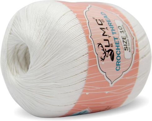 حجم 10 كروشيه موضوع | 100 ٪ تمشيط القطن mercerized | OEKO-TEX معتمد | 50 جم كرة 400 ياردة | مثالي للمشاريع الدانتيل والطرق والكروشيه (الأسود ، الحجم 10 واحد) in Kuwait