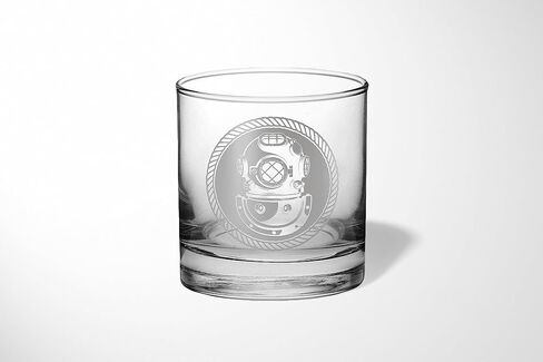 Alterd Industries Diver Drinking Glasses | Scuba Diving Gifts for Scuba Diver | Engraved Glasses Drinking Set with Vintage Diver Helmet Design | Kraken Single Whiskey Glass Nautical Decor Gift Box in Saudi Arabia