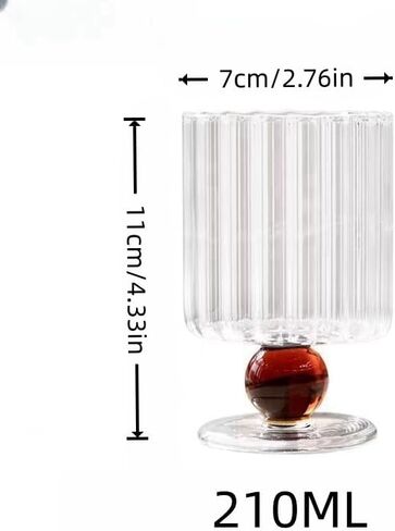 Vintage Drink Glasses Set of 2, 7.1oz Borosilicate Champagne, Whiskey, Juice Glasses, Base Glassware for Wine Beer Whiskey Cocktails Beverage Drinking, Tall Tumbler Goblet Glassware for Cocktails in Saudi Arabia