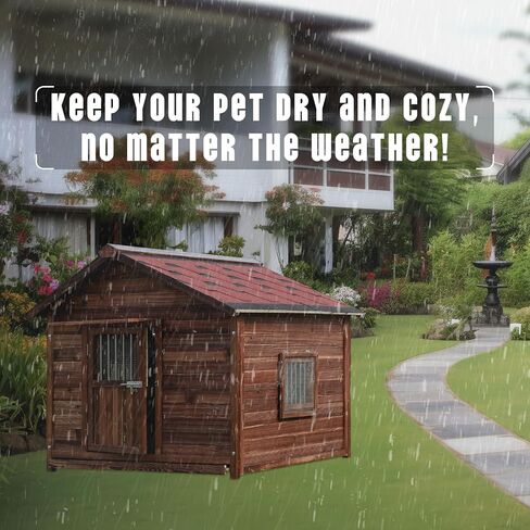 Extra Large Dog House Outdoor Made of Solid Pine Wood, Warm Doghouse, Dog House with Elevated Floor for Large Dogs, (Wood, 6XL) in Saudi Arabia