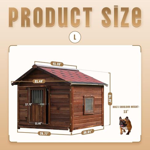 Extra Large Dog House Outdoor Made of Solid Pine Wood, Warm Doghouse, Dog House with Elevated Floor for Large Dogs, (Wood, 6XL) in Saudi Arabia