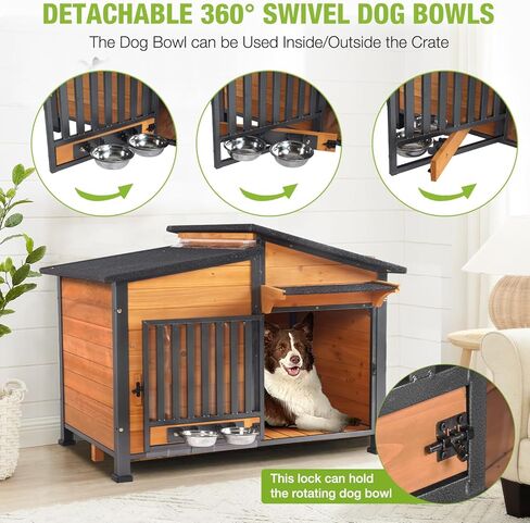 GUTINNEEN Extra Large Heated Dog House Insulated Dog Kennel Winter Shelter with Safe Thermostat-Controlled Heating Pad, Chew-Proof Metal Frame, 6-Sided Thermal Liner for Large Dog Breeds (Brown) in Saudi Arabia
