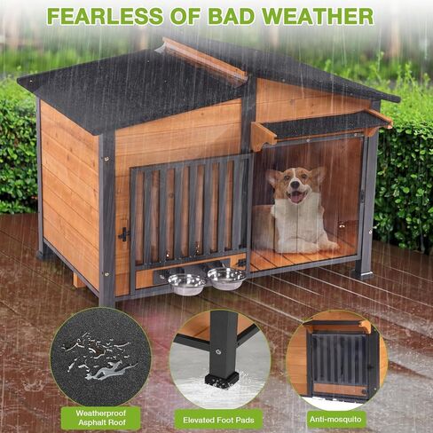 GUTINNEEN Extra Large Heated Dog House Insulated Dog Kennel Winter Shelter with Safe Thermostat-Controlled Heating Pad, Chew-Proof Metal Frame, 6-Sided Thermal Liner for Large Dog Breeds (Brown) in Saudi Arabia